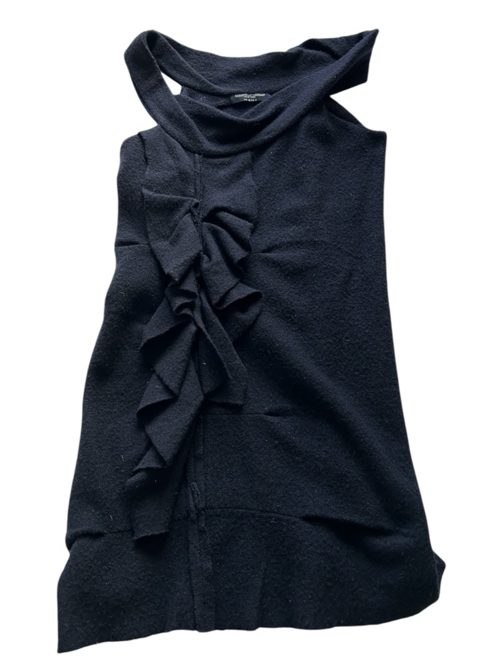 All Saints Black Ruffle Mini Dress
